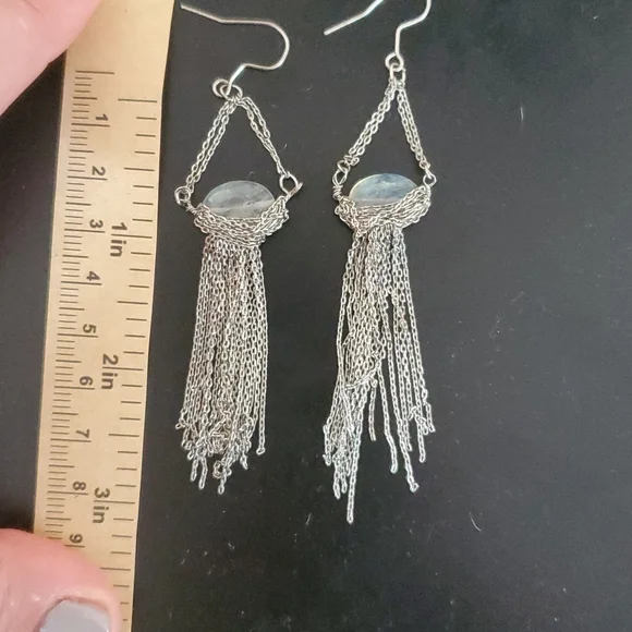 Silver Chain Dangle Earring - Picture 2 of 3
